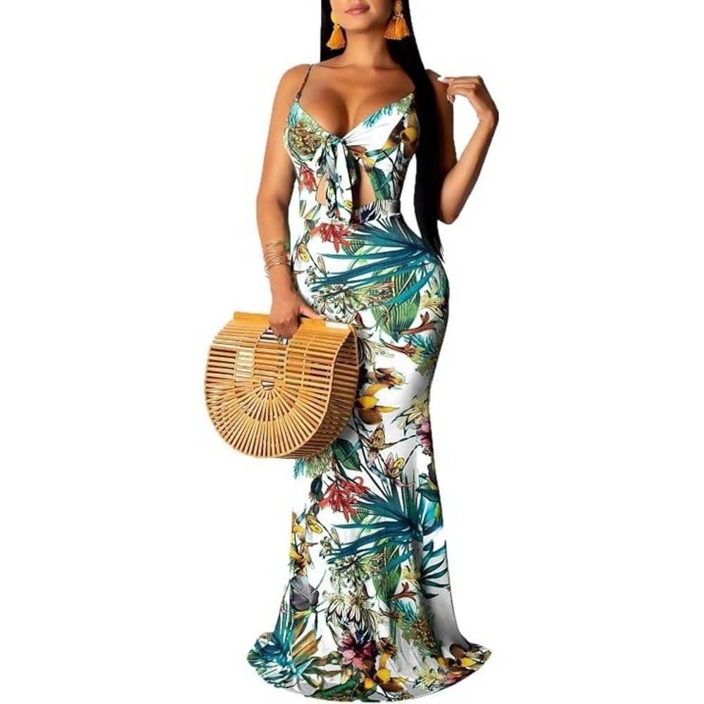 MSRP $39 SheKiss Women's XL White Summer Floral Long Maxi Dress Spaghetti Strap